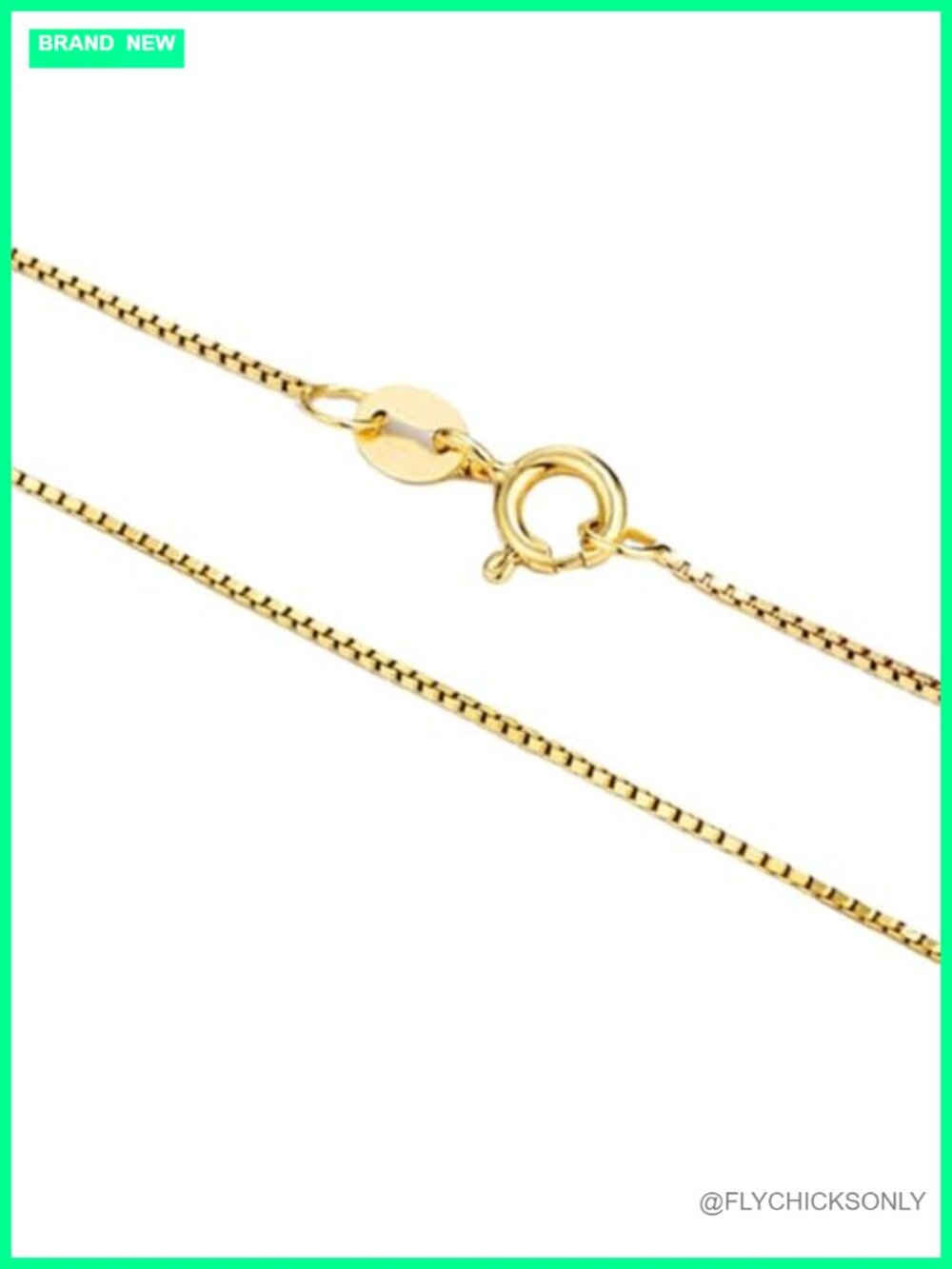 14K Gold Box Chain Necklace Unisex 22in Spring Ring Clasp